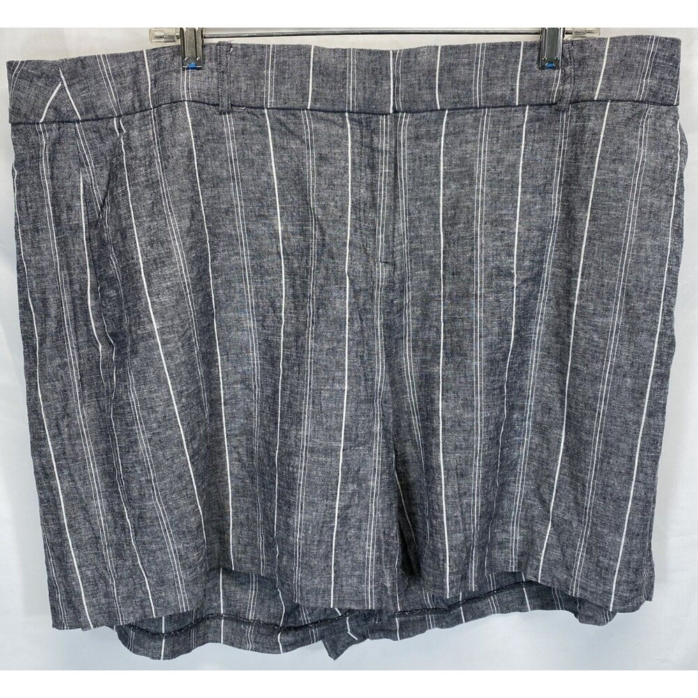 Lane Bryant Women's Linen Blend Chino Shorts Size 22 Gray/White Striped Bermuda
